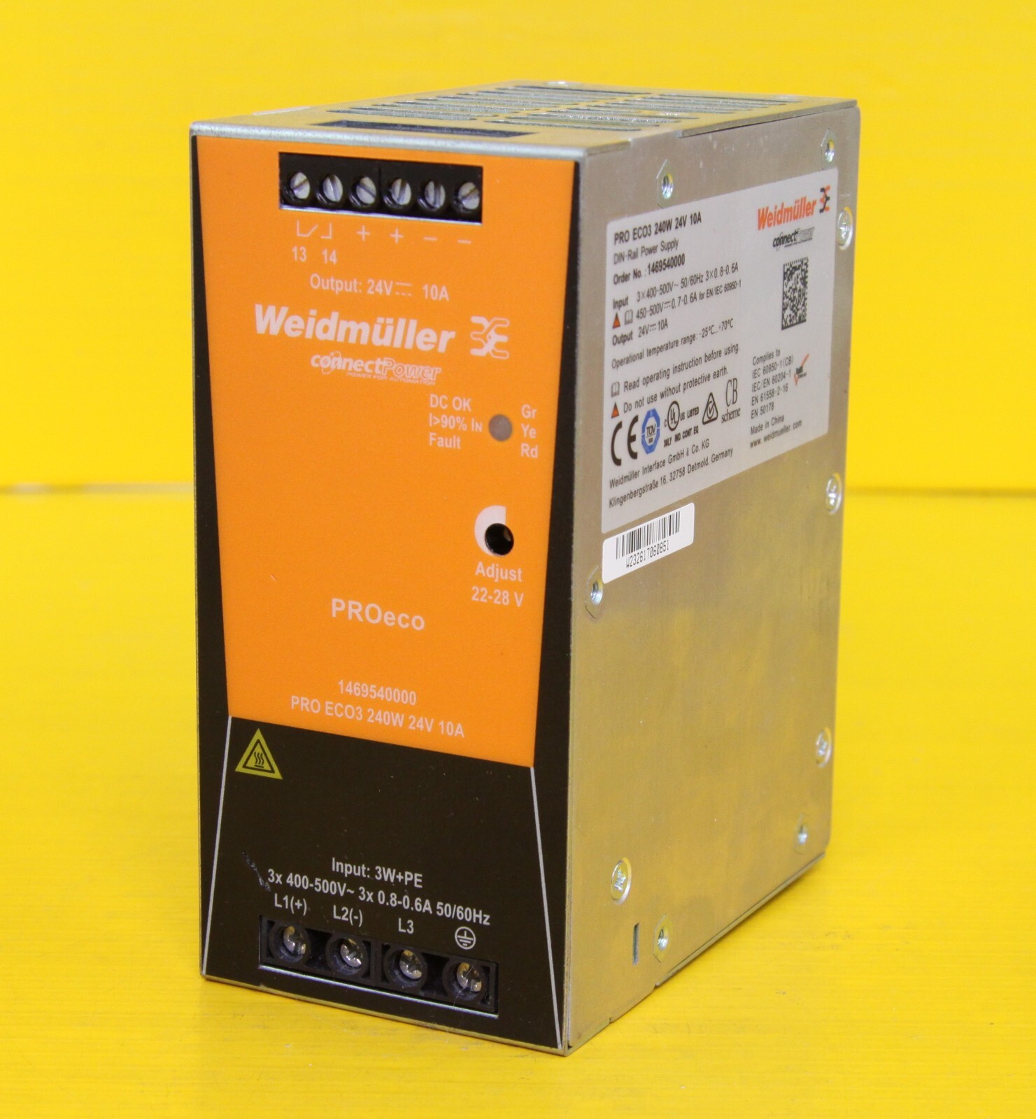 Weidmuller PRO EC03 Power Supply 240W 24V 10A – 1469540000 (NO BOX)