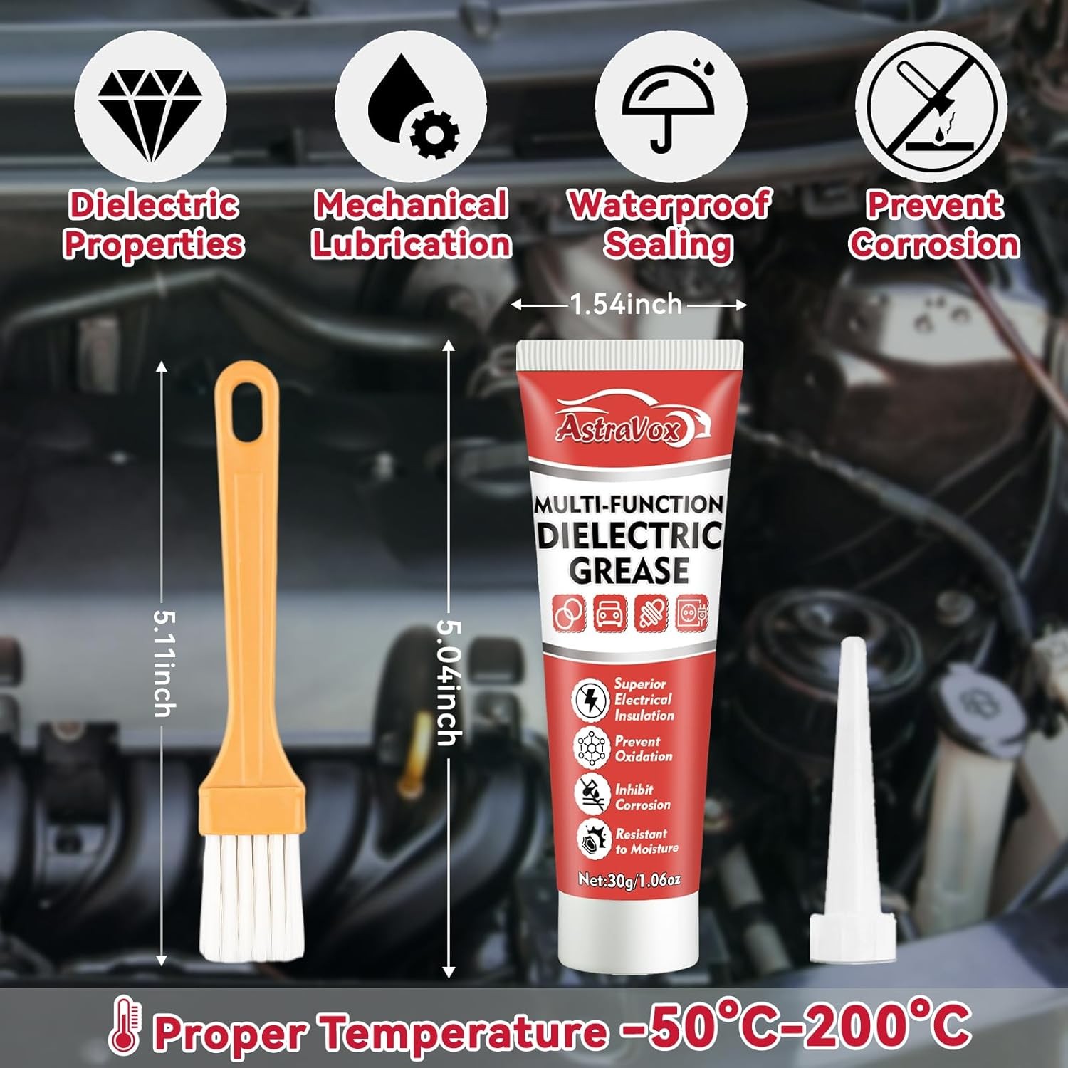 1oz Silicone Dielectric Grease Waterproof Heat-Resistant Spark Plug Brush #169