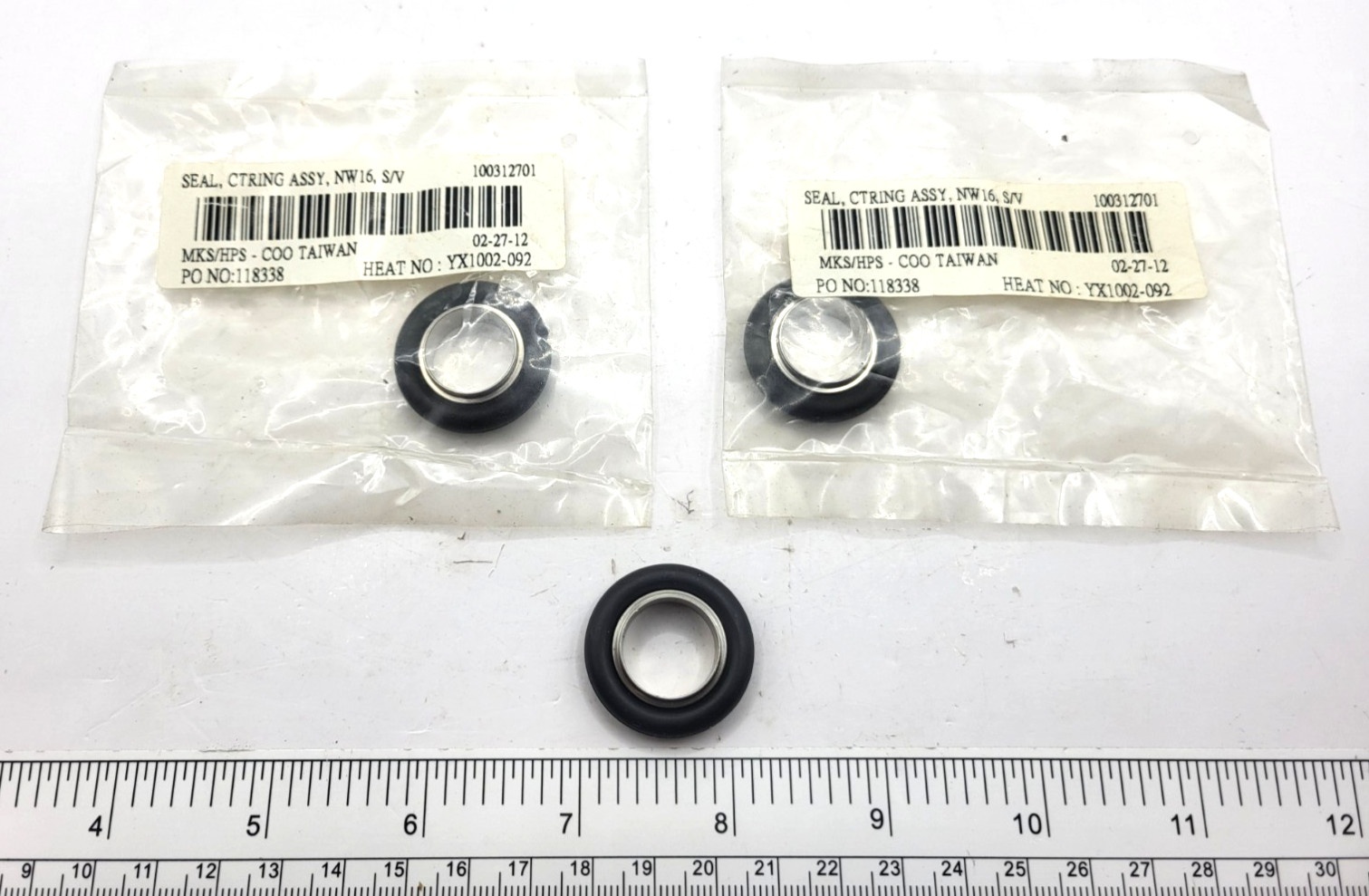 (PACK OF 3) MKS INSTRUMENTS SEAL CTRING ASSY NW16 S/V PN: 100312701, 0124G