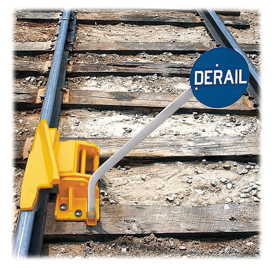 Aldon One-Way “Left Throw” Hinged Derail w/Manual Lift Sign Holder 4014-01-07L