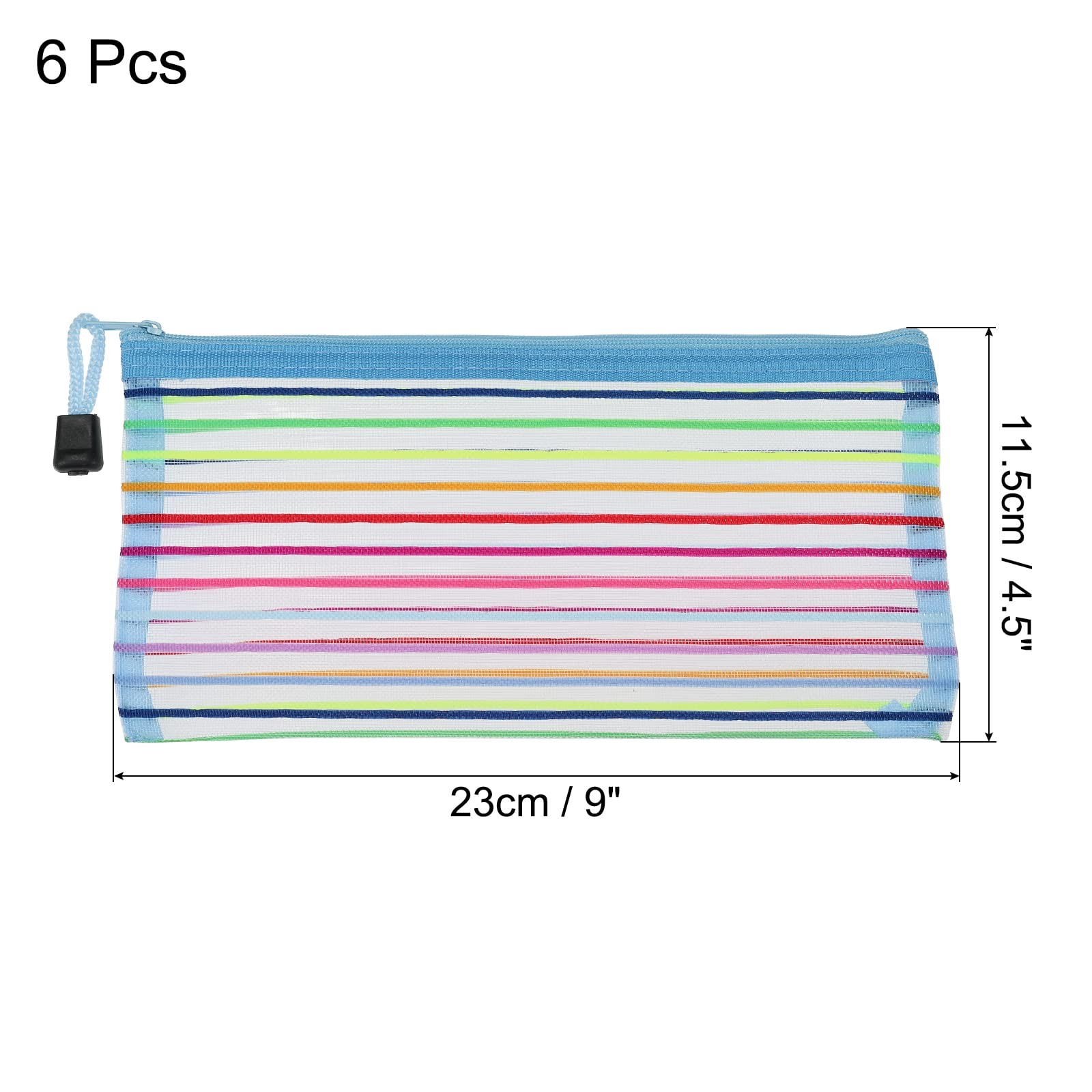 MECCANIXITY Mesh Zipper Pouches, B6 Colorful Pencil Case Document Sky Blue