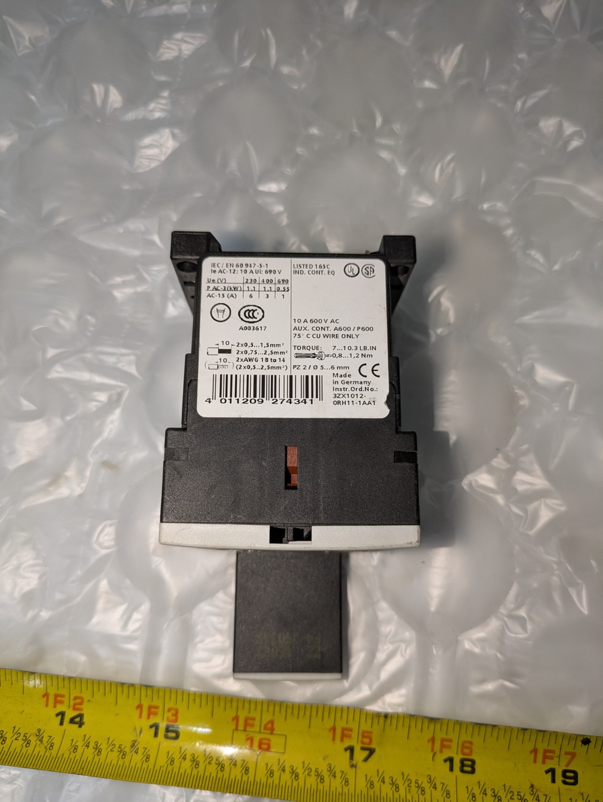 SIEMENS 3RH1140-1BB40 10A 600V AC