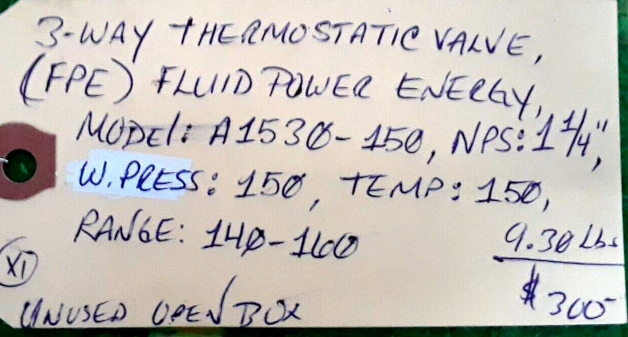 🟠FLUID POWER ENERGY 3-WAY THERMOSTATIC VALVE PESSCO IS OFFERING 1 C022123-3 🗽