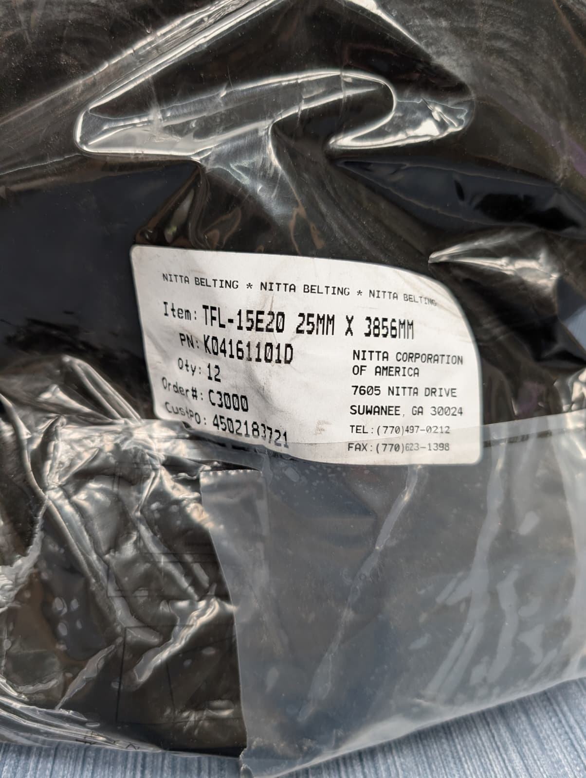 12 Pack Nitta TFL-15E20-Endless Belt, 25mm x 3856mm