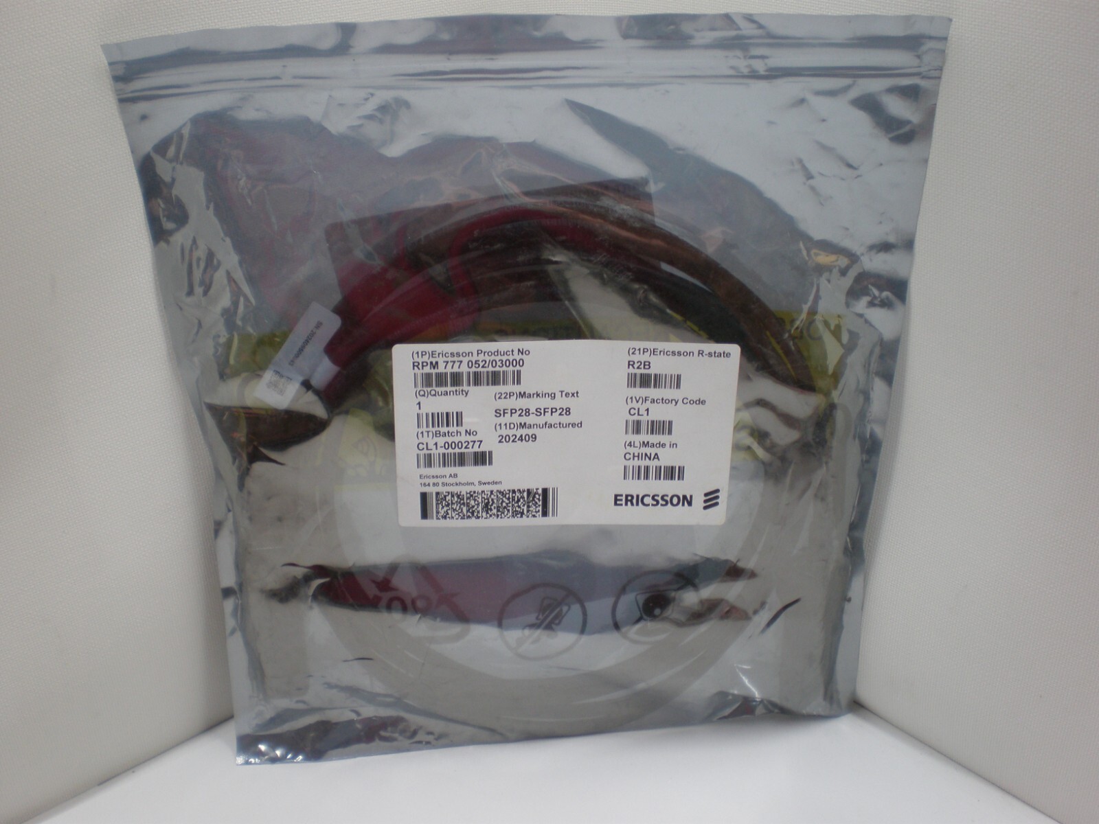 Ericsson RPM777052/03000 CABLE WITH CONNECTOR. SFP28 – SFP28 RPM777 052/03000