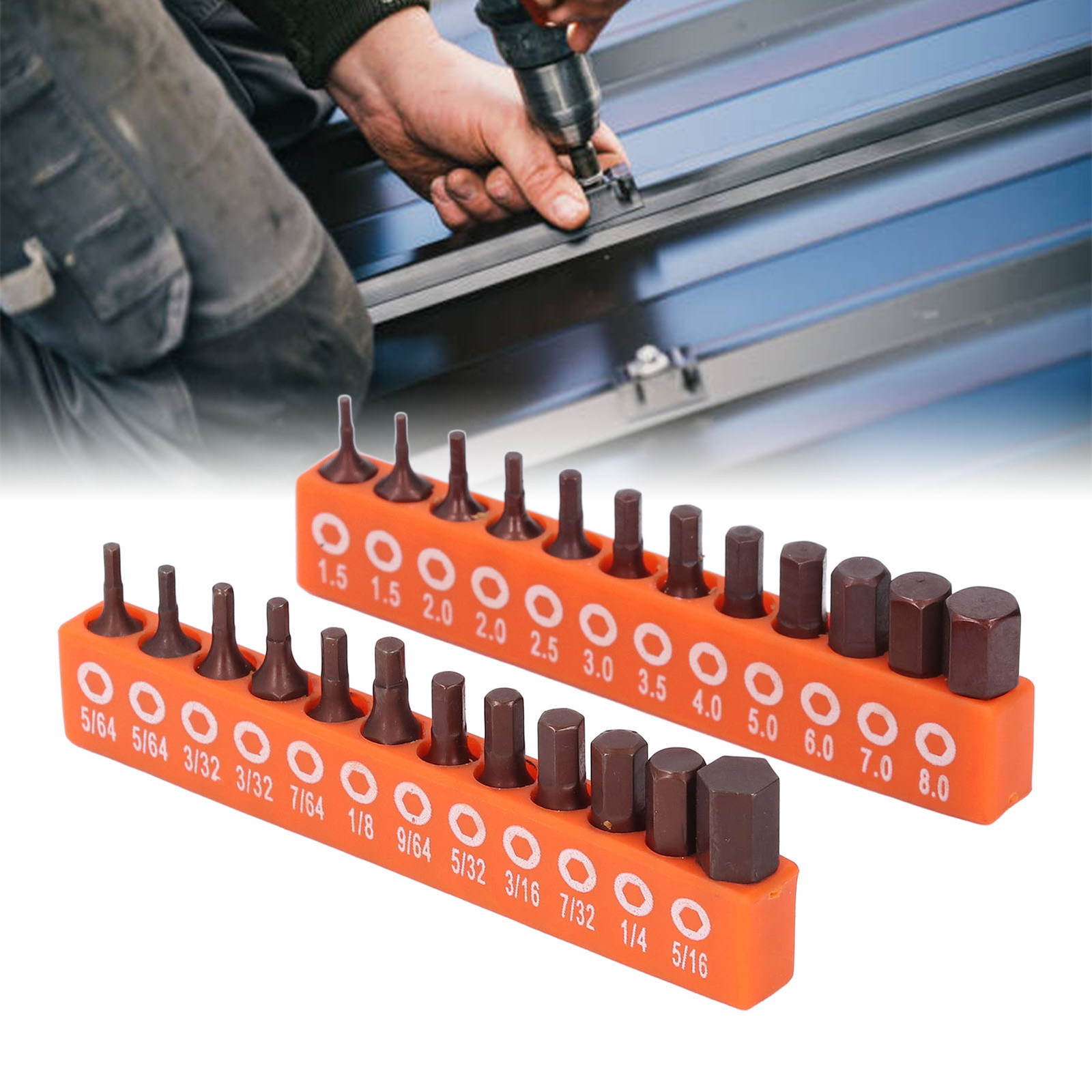 24 Pcs Hex Head Drill Bit Set S2 Alloy Steel Hex Bit Set for Work
