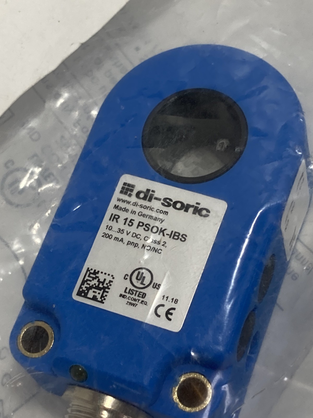 DI-SORIC IR 15 PSOK-IBS INDUCTIVE RING SENSOR 10-35VDC NO/NC 200MA NIB