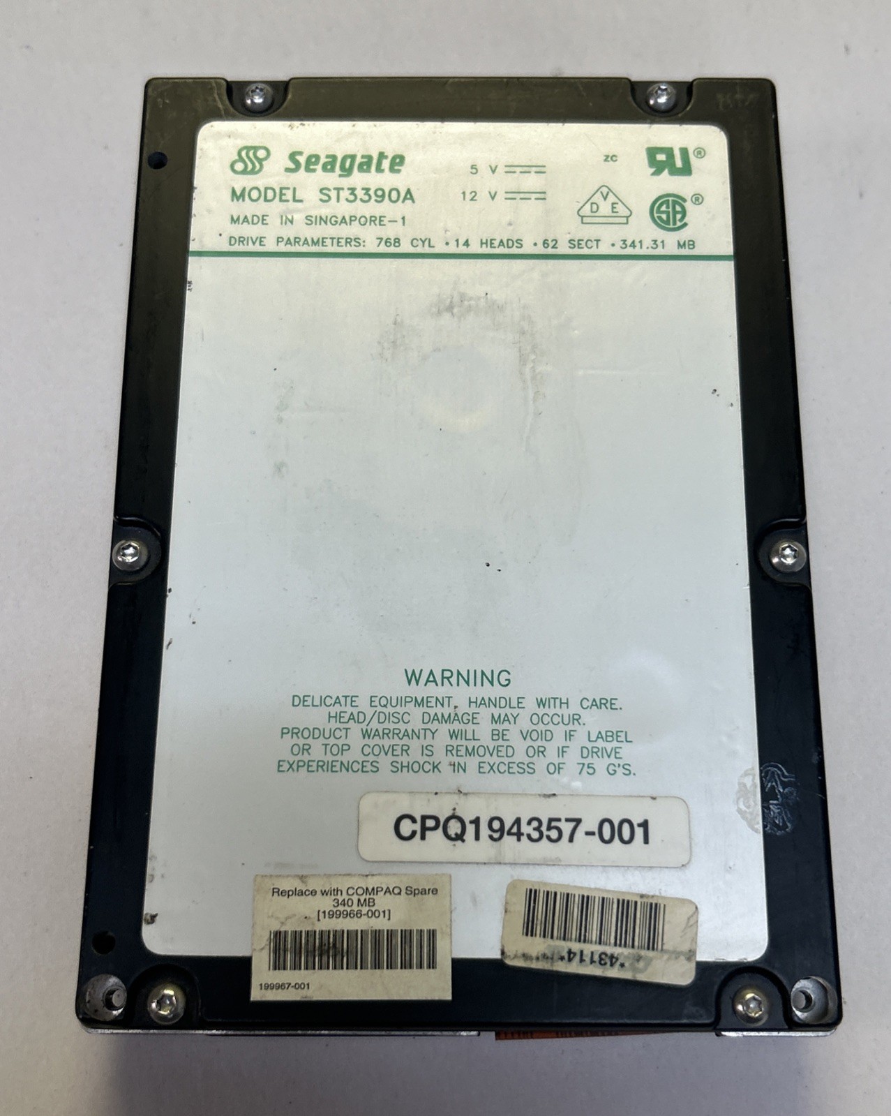 SEAGATE,ST3390A,HARD DRIVE 341.31MB