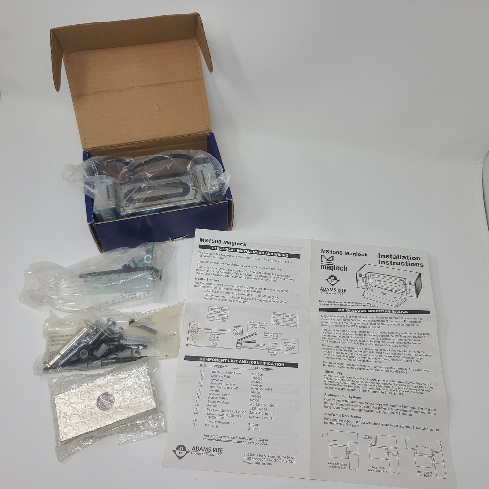 Adams Rite MS MagLock MS1500-630 ELECTRO-MAGNETIC LOCK