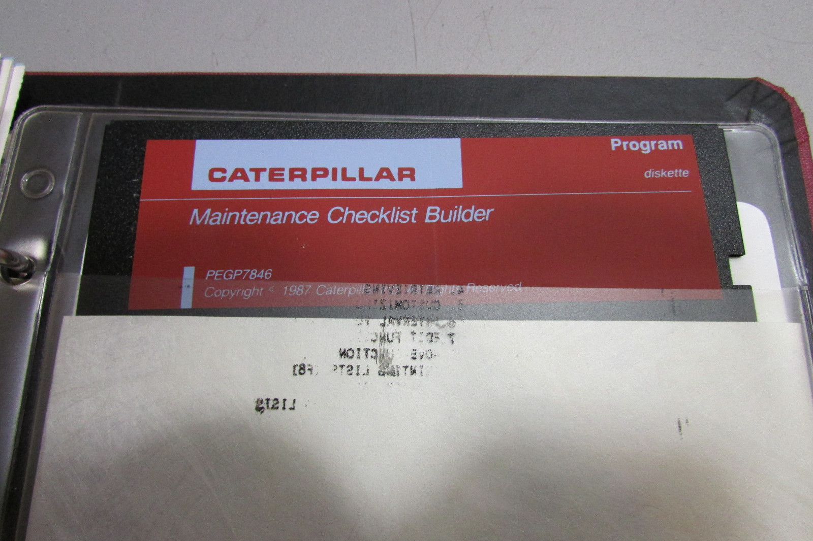 Caterpillar Maintenance Checklist Builder Personal Computer Software Floppy Disk