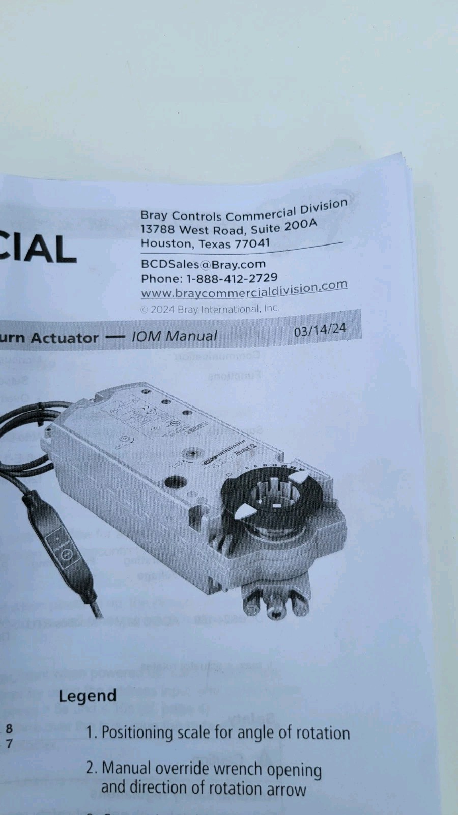 Bray DCBS24-160-M12 24V SPRING RETURN ACTUATOR NEW Actuator
