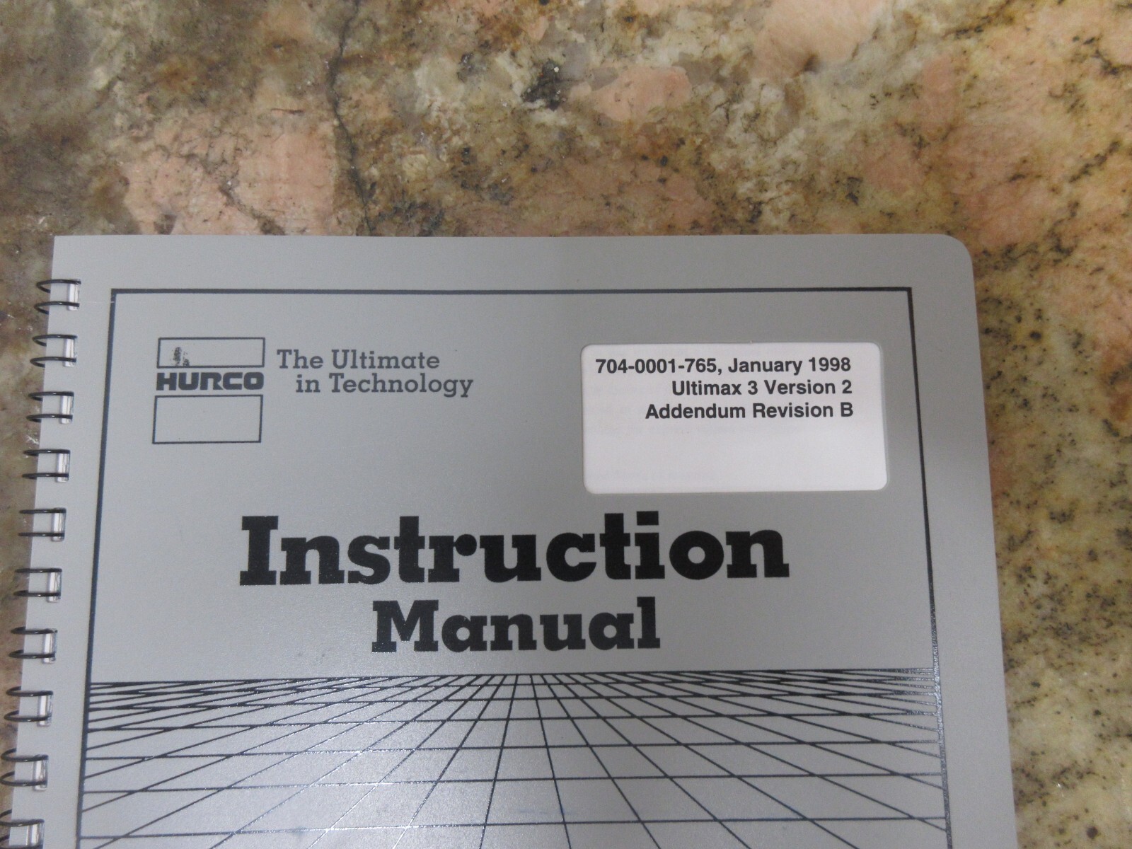 1998 HURCO BMC4020/SSM INSTRUCTION MANUAL 704-0001-765 1998 ULTIMAX 3 VER.2 REVB