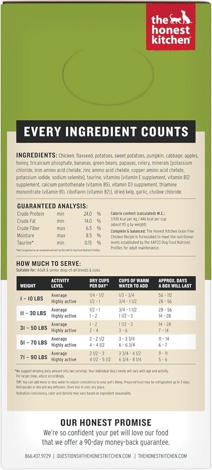 The Honest Kitchen Wholemade Grain Free Adult Dehydrated Dog Food – Chicken, 7Lb