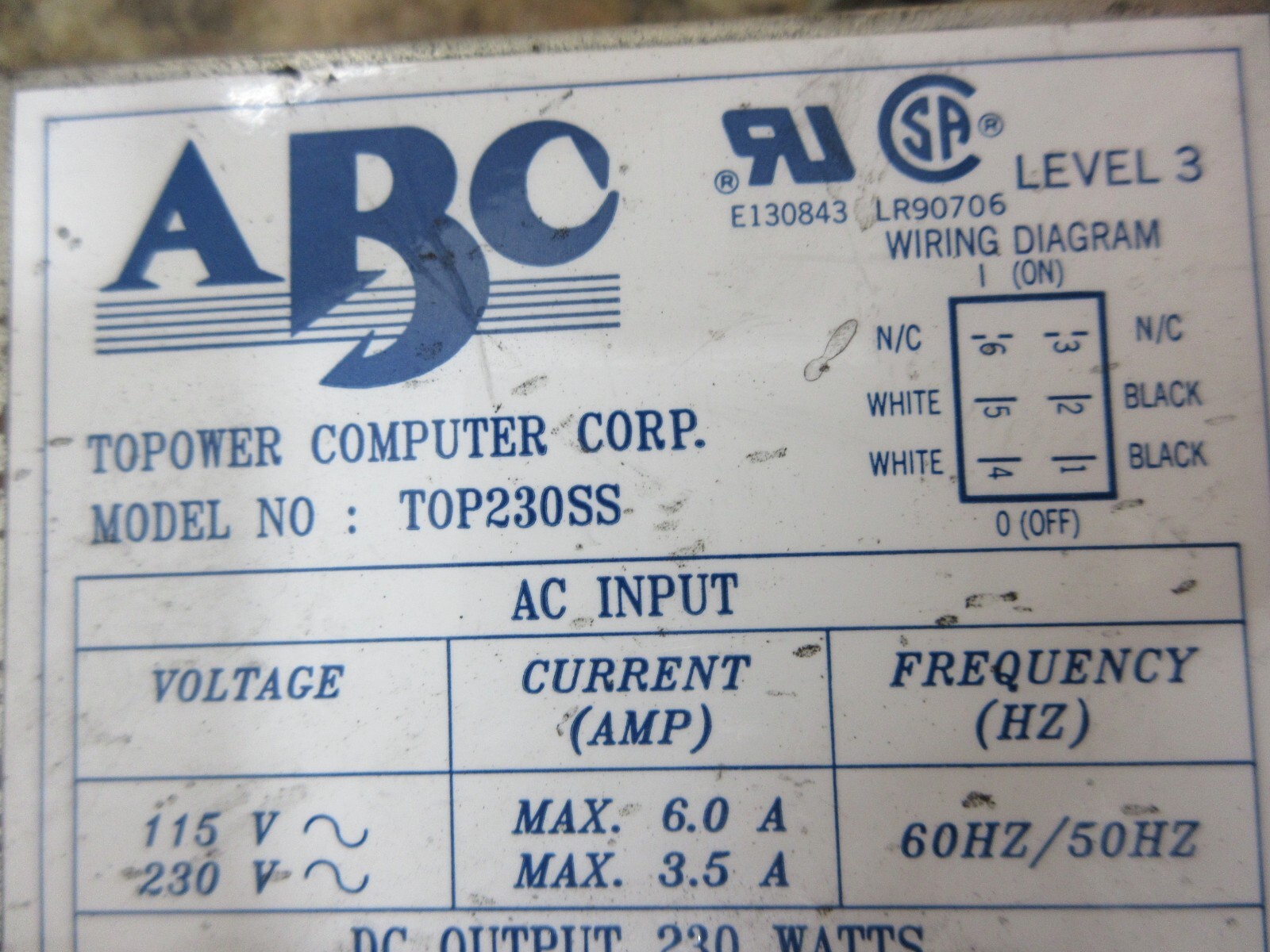ABC TOPOWER SUPPLY TOP230SS TOP230BS TOP230ATT TOP250SS TOP250BS TOP250ATT