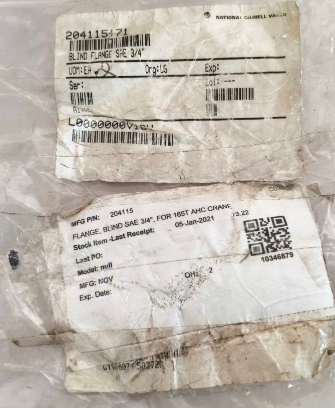 NOV 204115 BLIND FLANGE SAE 3/4″ FOR 165T AHC CRANE 20411571 *NEW* FAST SHIPPING