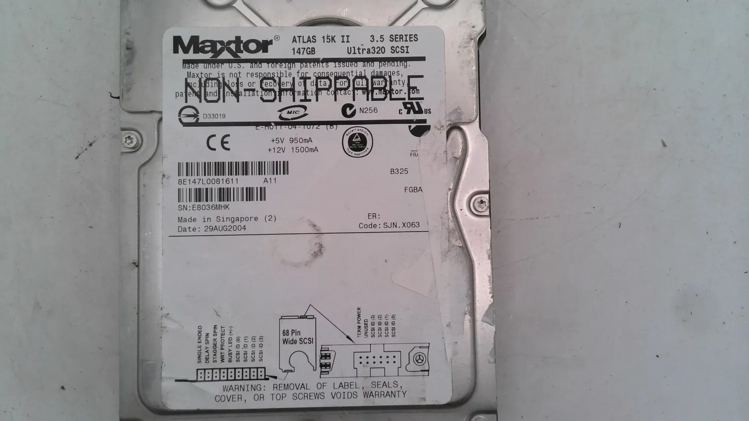 MAXTOR ATLAS 15K II 147GB 3.5″ ULTRA320 SCSI HARD DRIVE HDD