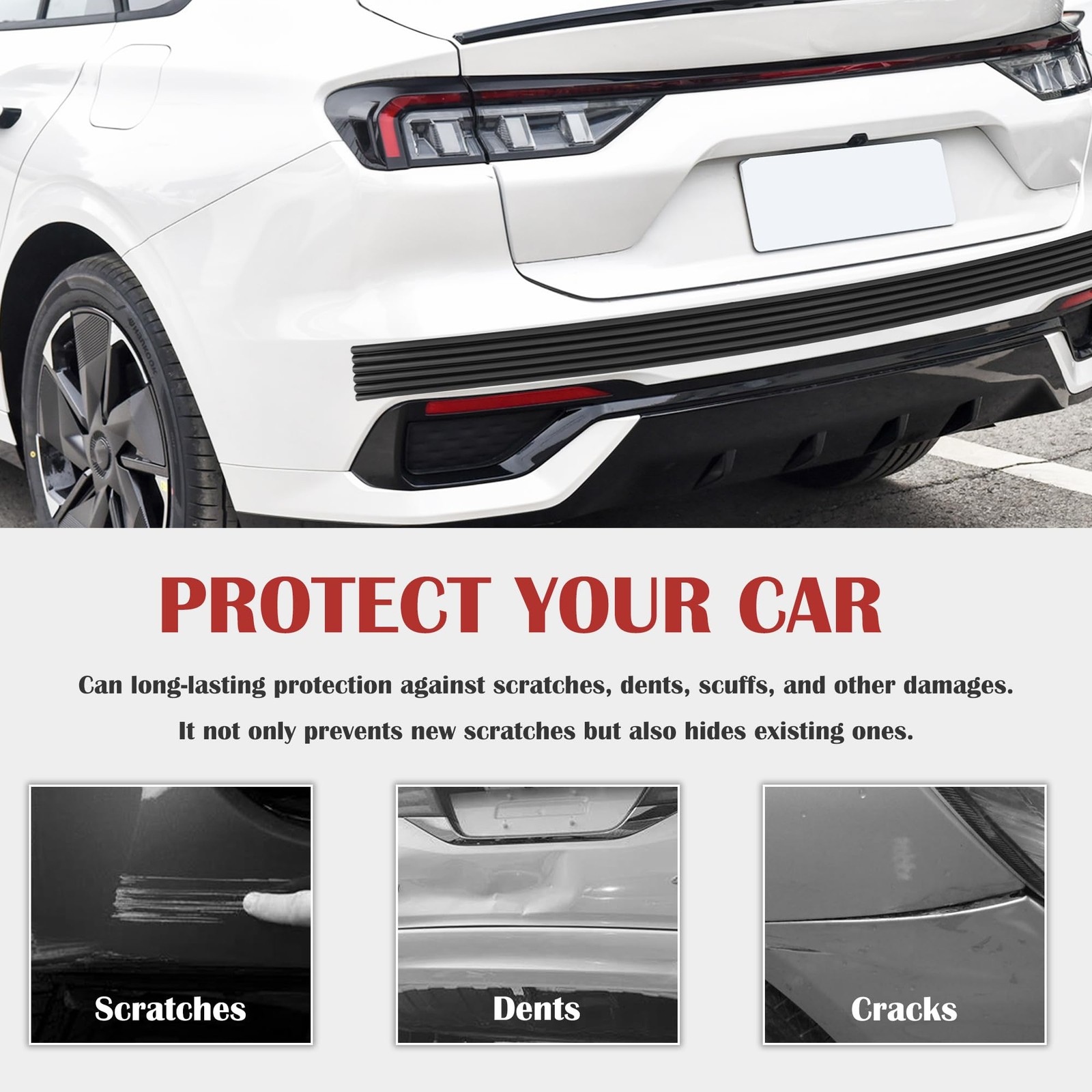 Rear Bumper Protector Guard Anti Scratch Adhesive Strip for Vehicles
