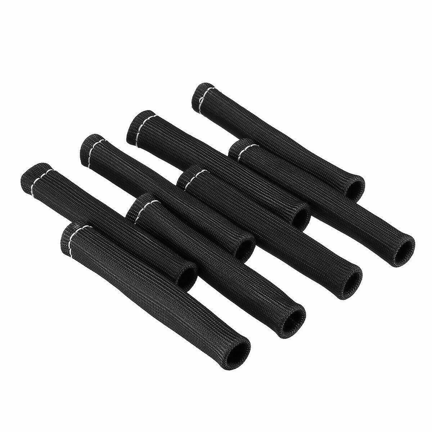 8pcs 2500° 6″ Spark Plug Wire Protector Boots Sleeve Heat Shield Cover fits MOST