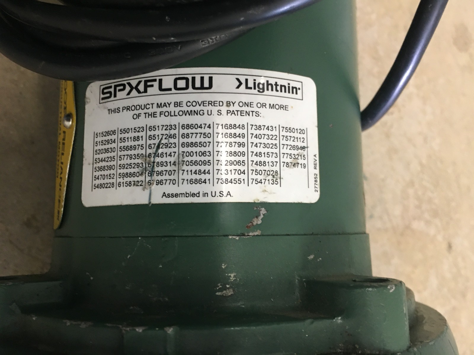 SPX FLOW Electric Barrel Mixer Gear Drive w/ Variable Speed #2510