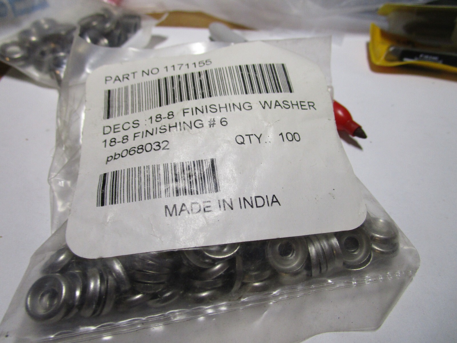 # 6 18-8 Stainless Steel Finishing Washer QTY 100