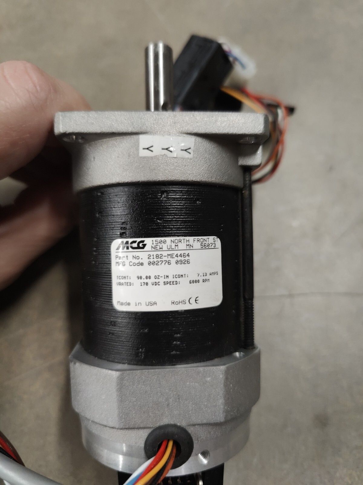 Used EXCELLENT MCG Servo Motor 2182-ME4464 + US Digital E2-1000-250-N-D-G-B