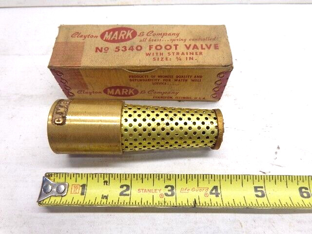 Vntg NOS Clayton MARK & Co No 5340 Brass Foot Valve w/Strainer 3/4″ Water Well
