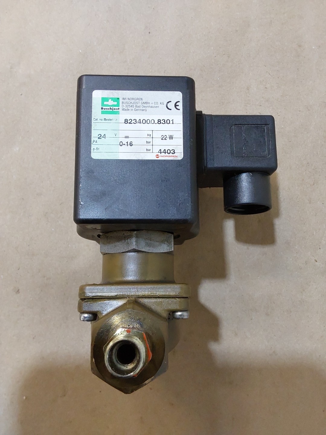 IMI NORGREN BUSCHJOST 8234000.8301 SOLENOID VALVE 24V 22W 0-16 BAR
