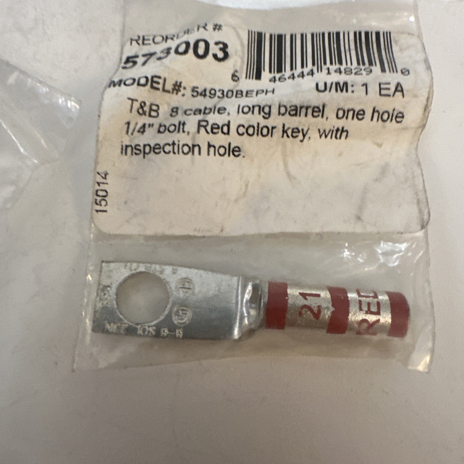 11 T&B 54930BEBPH Copper 1 Hole Lug Long Barrel 21 Red