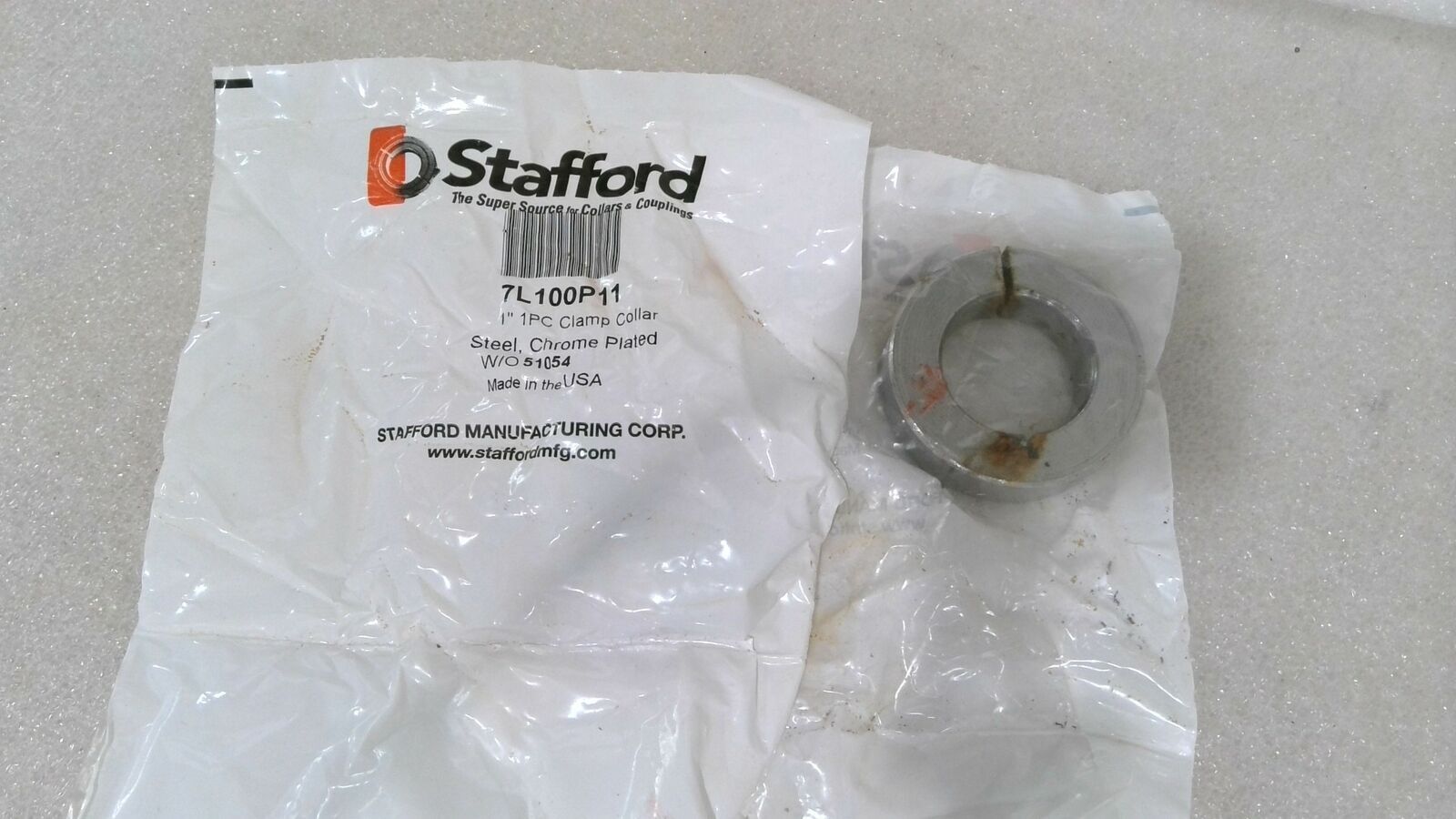 STAFFORD 7L100P11 1″ CLAMP COLLAR, STEEL, CHROME PLATED ( LOT OF 2 )