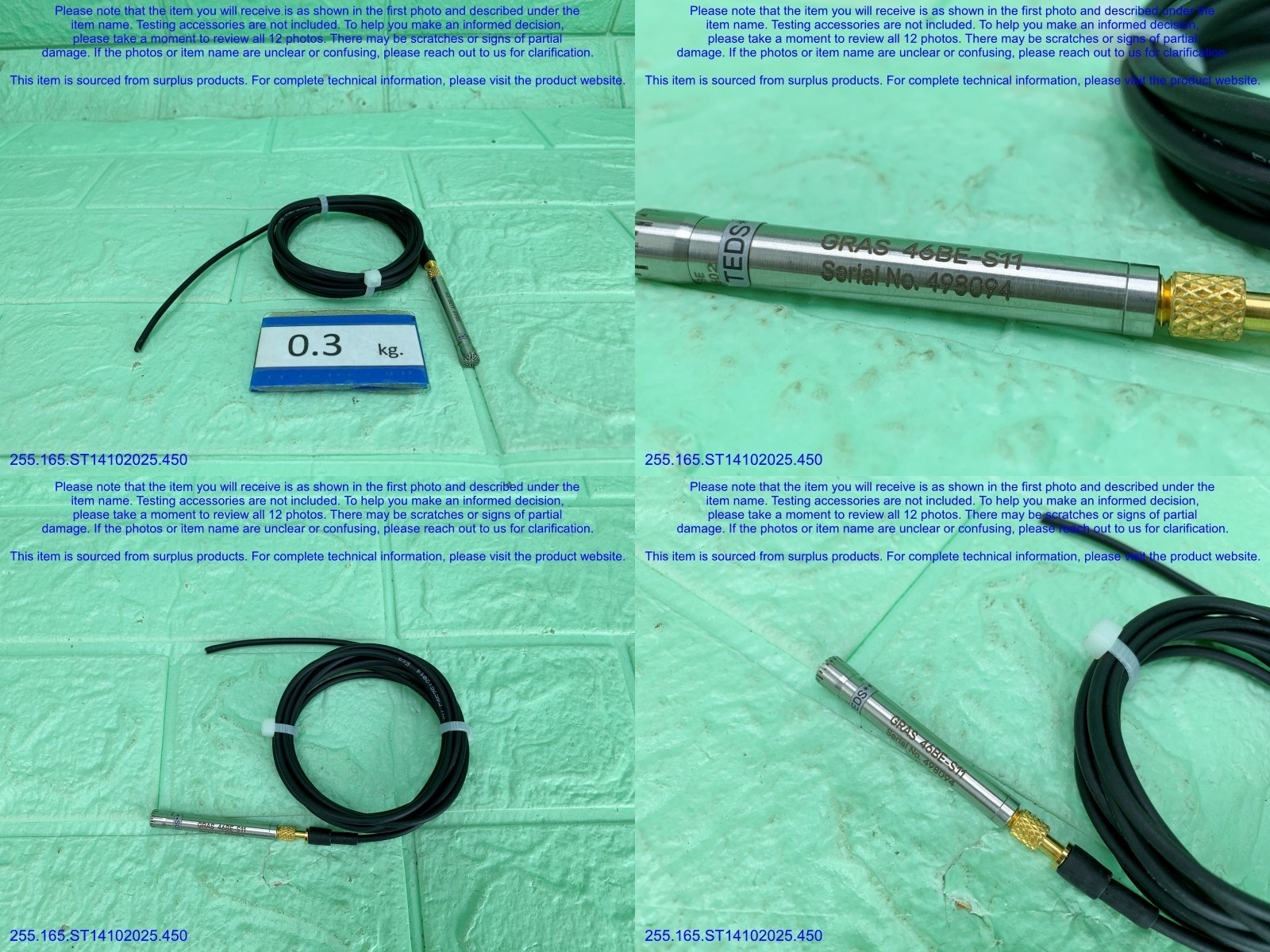 GRAS 46BE-S11 Microphone & Long Cable as in photos, sn:8094, DHL
