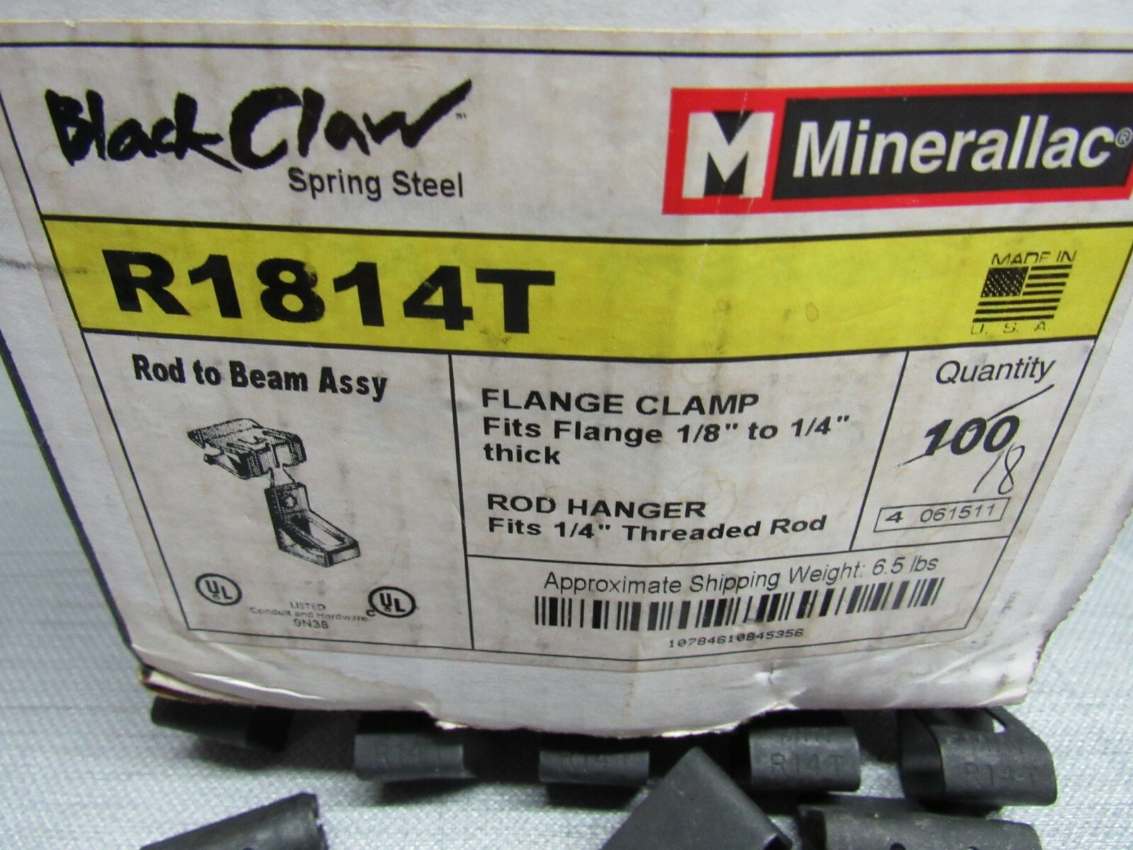Minerallac Beam Clamp Assembly R1814T For 1/8″-1/4” Lot of 18
