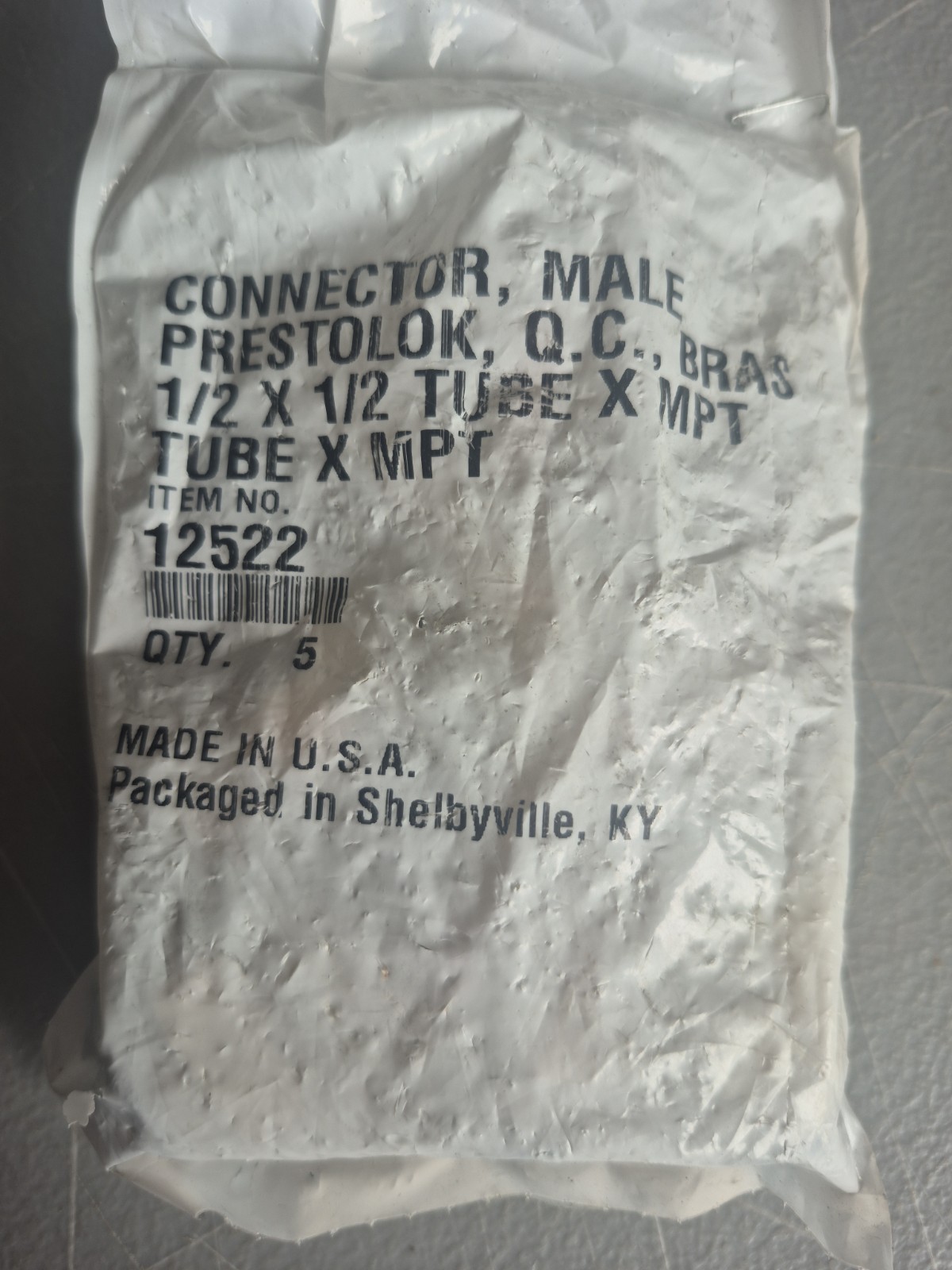 PRESTOLOK 12522 1/2 × 1/2 Tube X MPT Tube X MPT 5 Pack