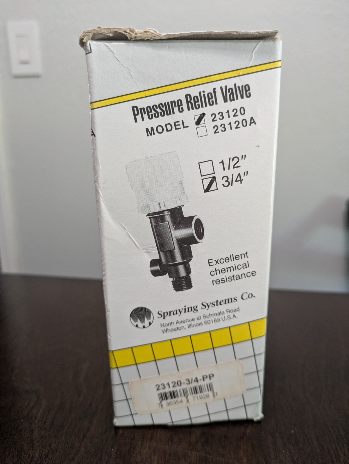 Spraying Systems Co. 23120 Pressure Relief Valve 3/4″ NPT EDPM O-Ring