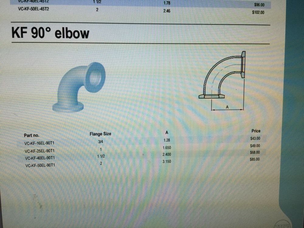 Lot Of 2, HIS Elbow KF-40, NW40, VC-KF-40EL-90T1, Ref MDC 723002, BOX C #1600Z3