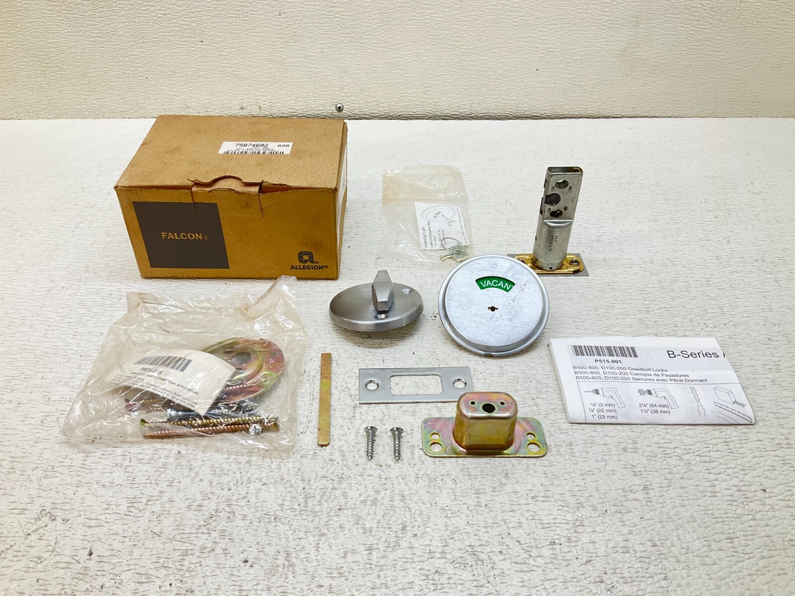 Falcon 75874602 Indicator Deadbolt Lock Set New (TSC)