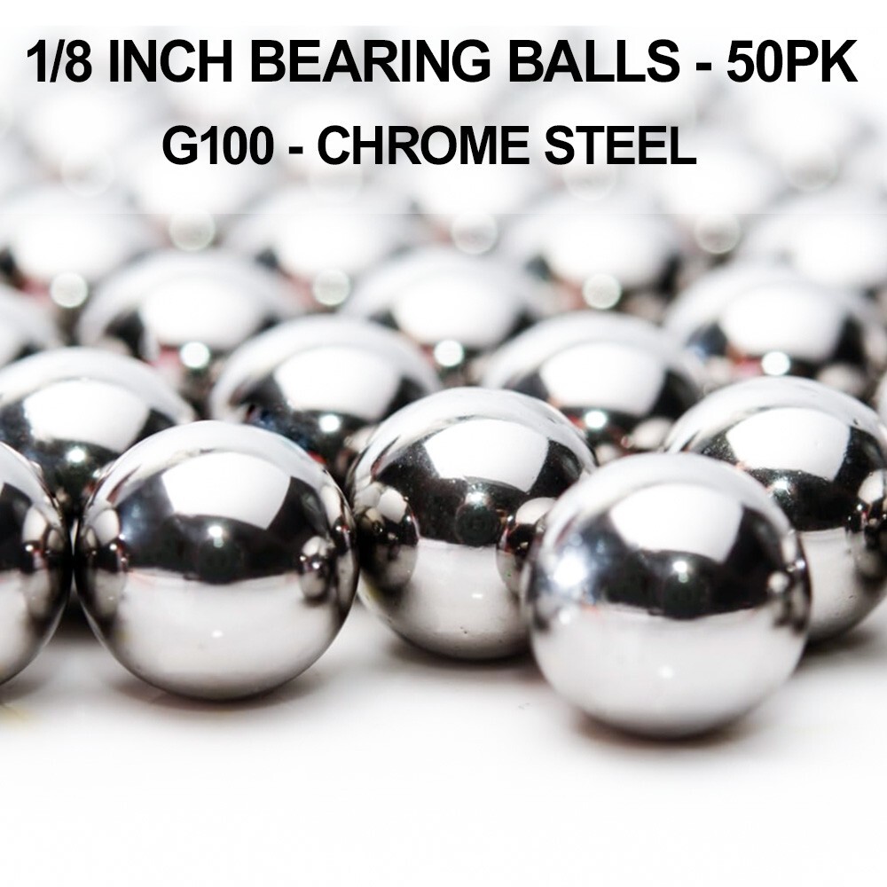 1/8 Inch Chrome Steel Bearing Balls – 50 pack – G100 – 52100 Chrome Steel