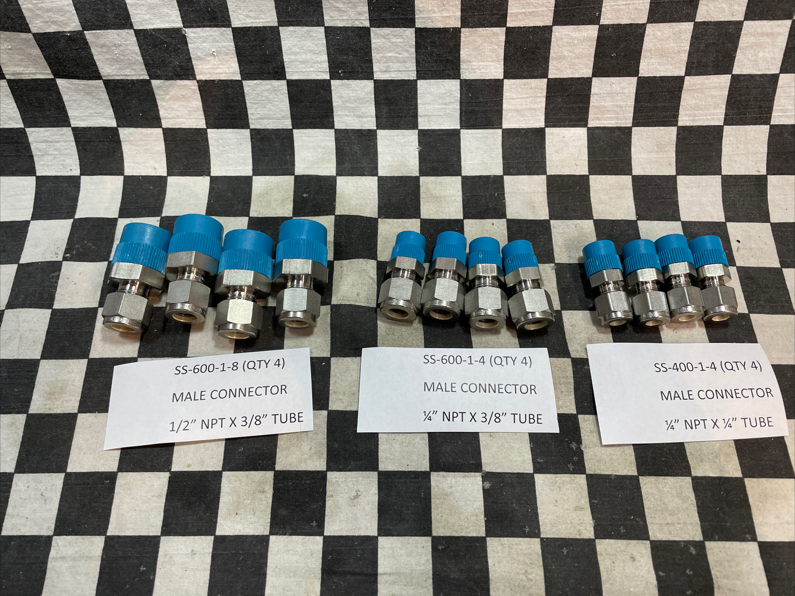 SWAGELOK MALE CONNECTOR, SS-400-1-4, SS-600-1-4, SS-600-1-8 , LOT OF 12#1557W2