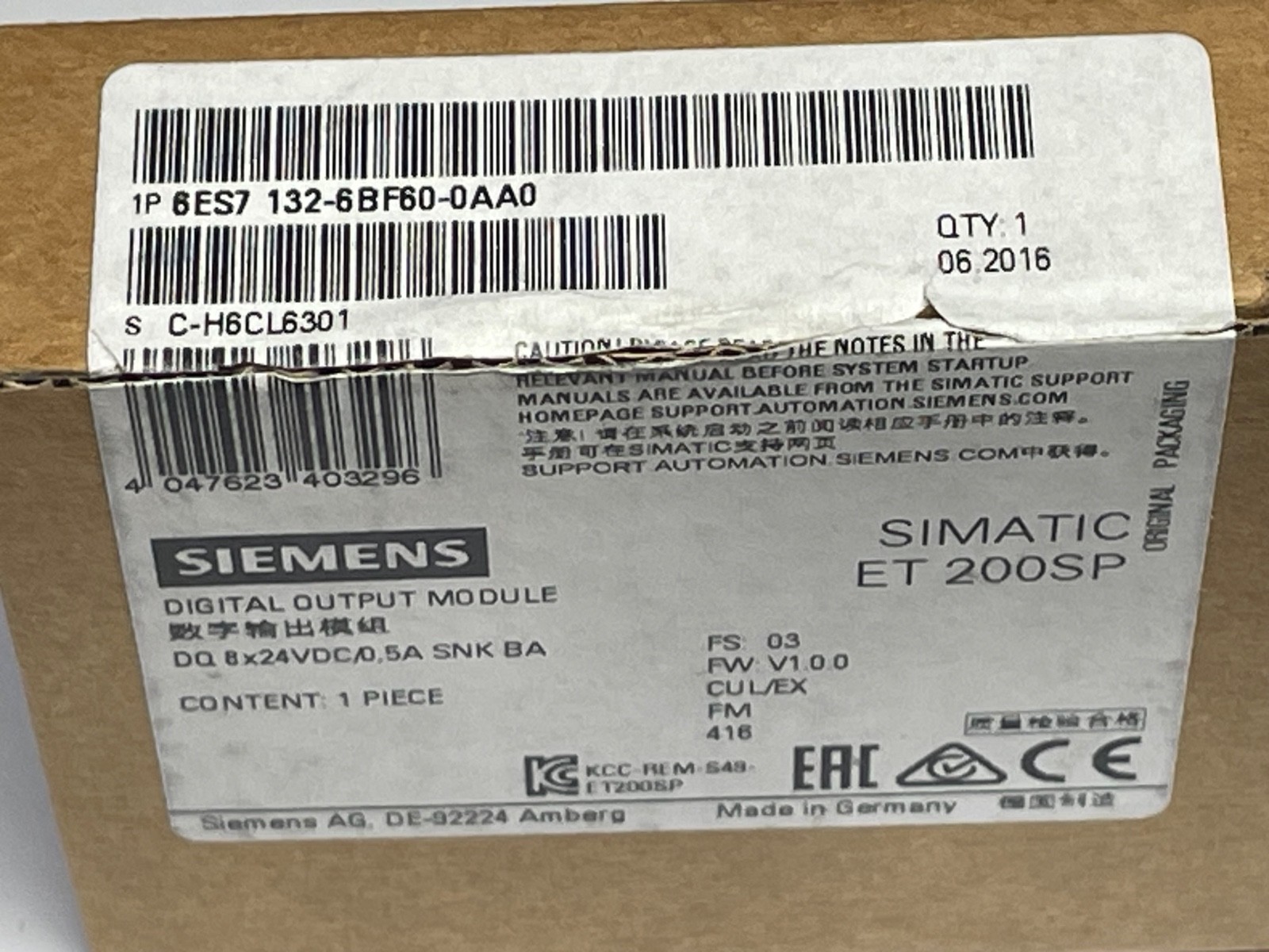 Siemens 6ES7 132-6BF60-0AA0 Digital Output Module ET 200SP