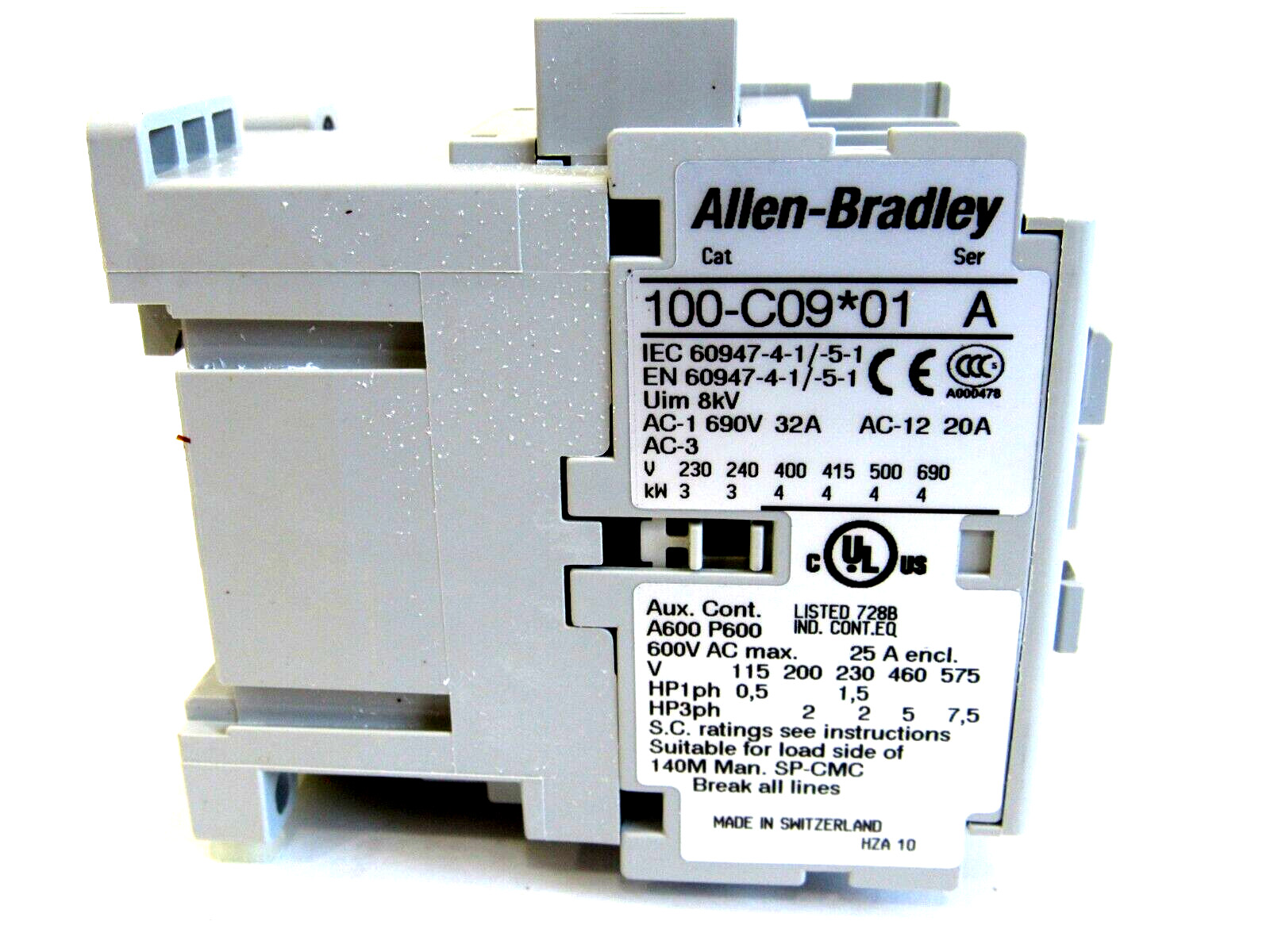 ALLEN BRADLEY 100-C09D01 CONTACTOR SER.A 100C09D01 NEW, SURPLUS
