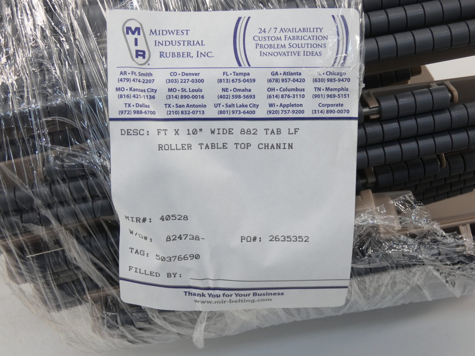 Midwest Industrial Rubber 40528 Roller Table Top Conveyor Rollers – NEW Surplus!