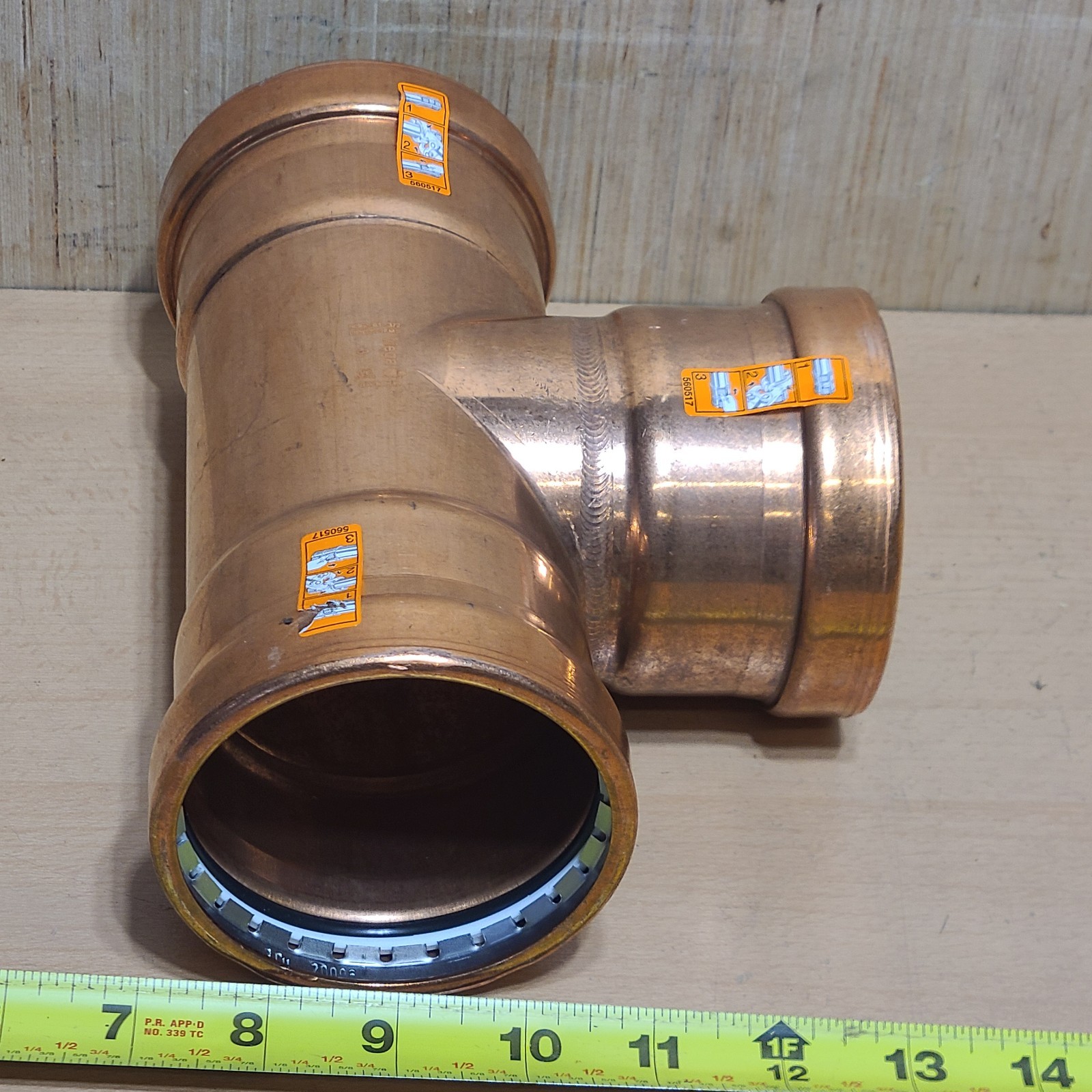 Viega 20693 3″ x 3″ x 3″ ProPress XL-C Copper Tee, Press Connection