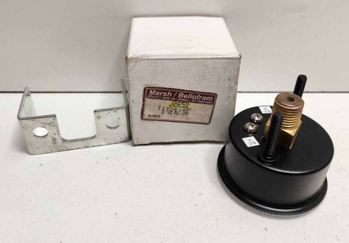 NEW OLD STOCK! MARSH BELLOFRAM 2″ 0-160 PSI 1/4″NPT PRESSURE GAUGE J2652