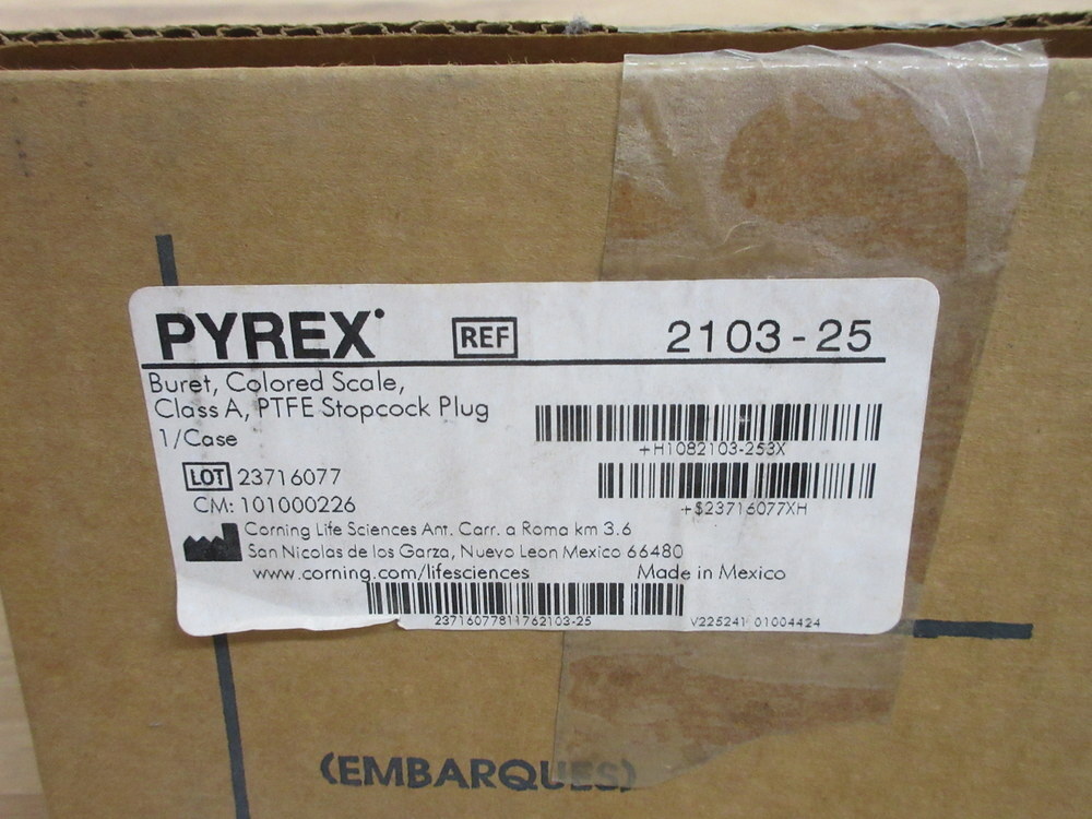 Corning 2103-25 Pyrex Class A Buret 210325