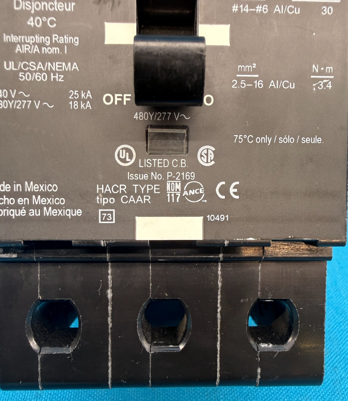 Square D EDB34030 Circuit Breaker 30A 3P 480Y/277V Bolt-On Schneider