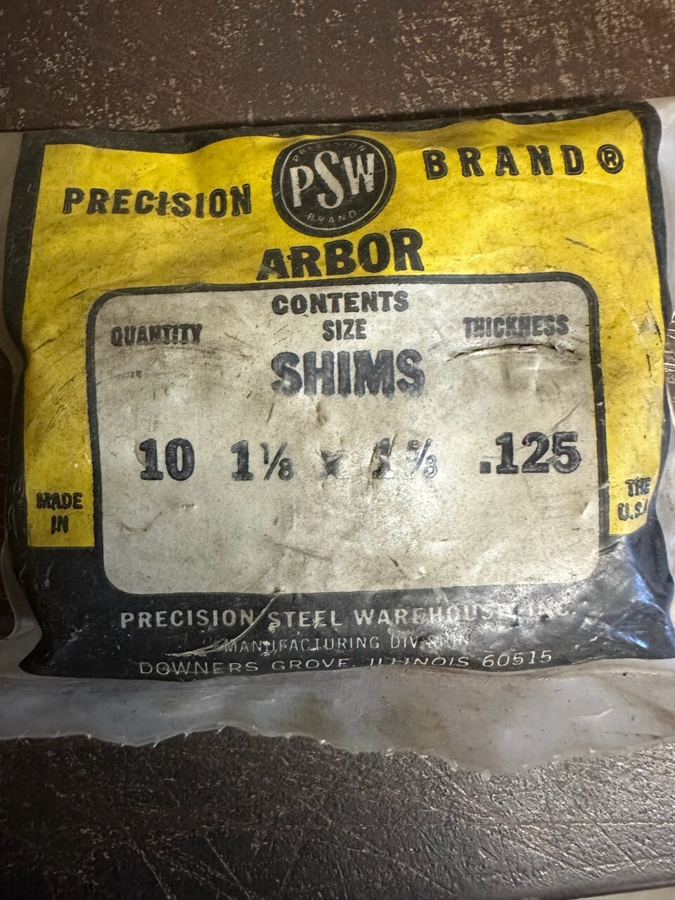 Arbor Shims Precision Brand 25239 1-1/8 X 1-5/8 X .125 10 Pack