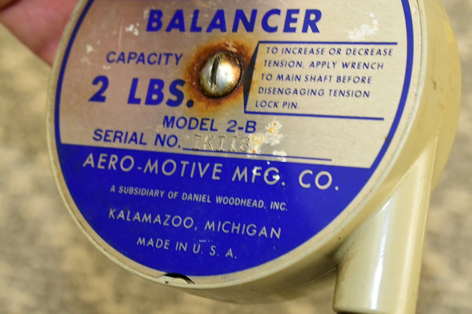 Vintage Aero Motive Balancer Model 2-B 2lb Torque Reel Cable Tool Shop USA