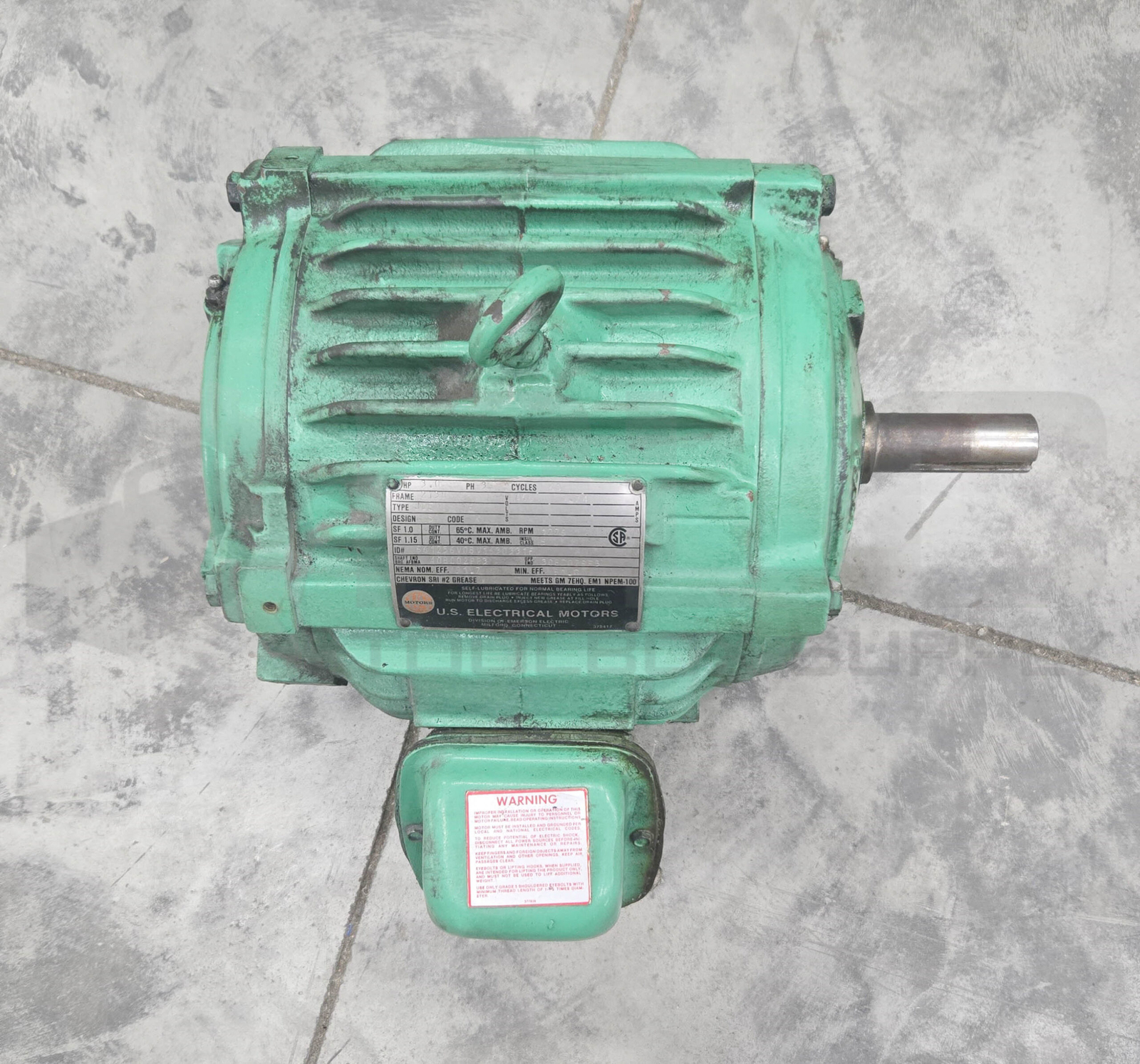 US ELECTRICAL MOTORS S61256V08V1630331F MOTOR 3HP 3PH 1776RPM FR: 2130, JDEN TE