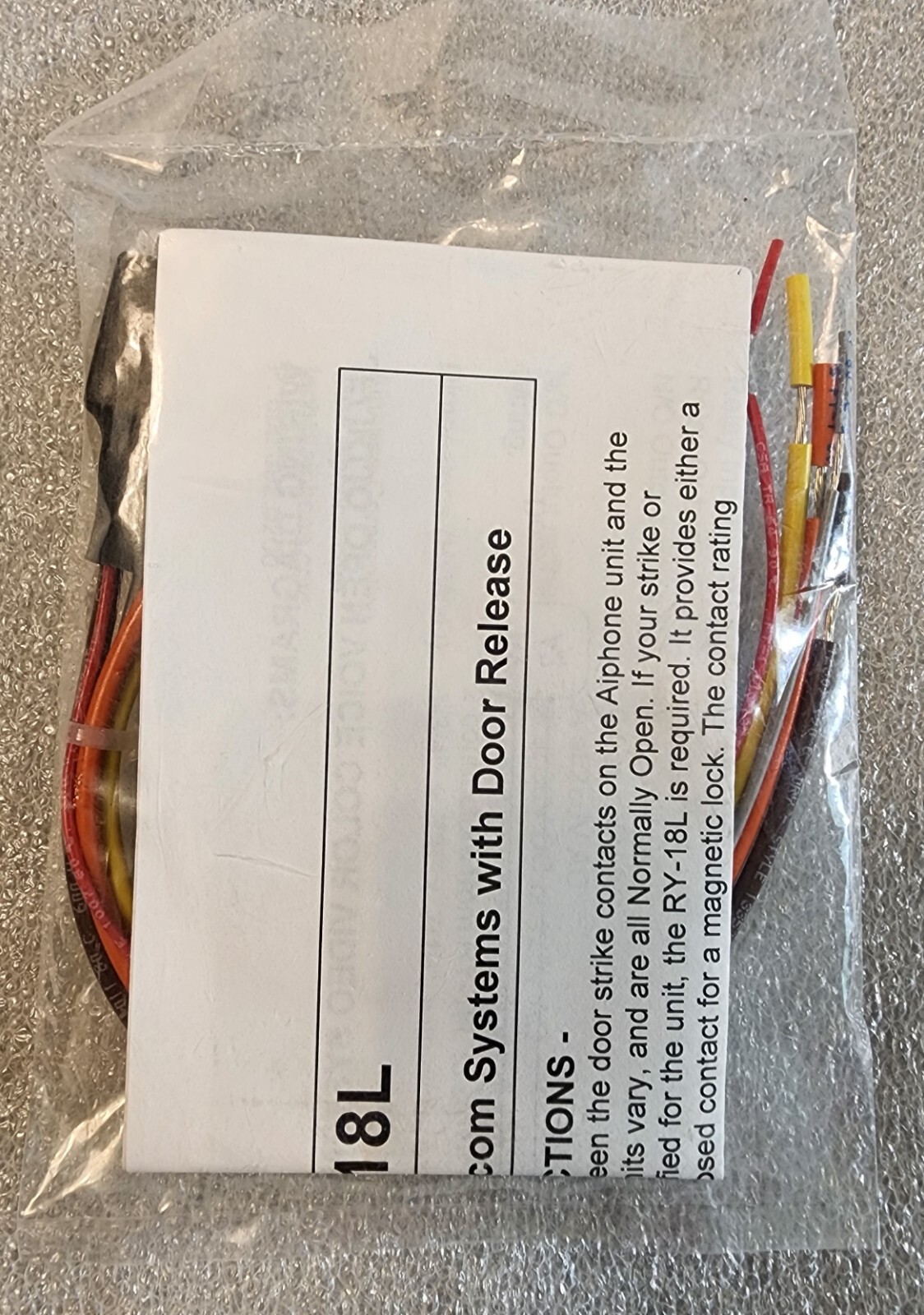 Aiphone – RY-18L – FORM C DOOR RELEASE RELAY 123-18V DC INPUT