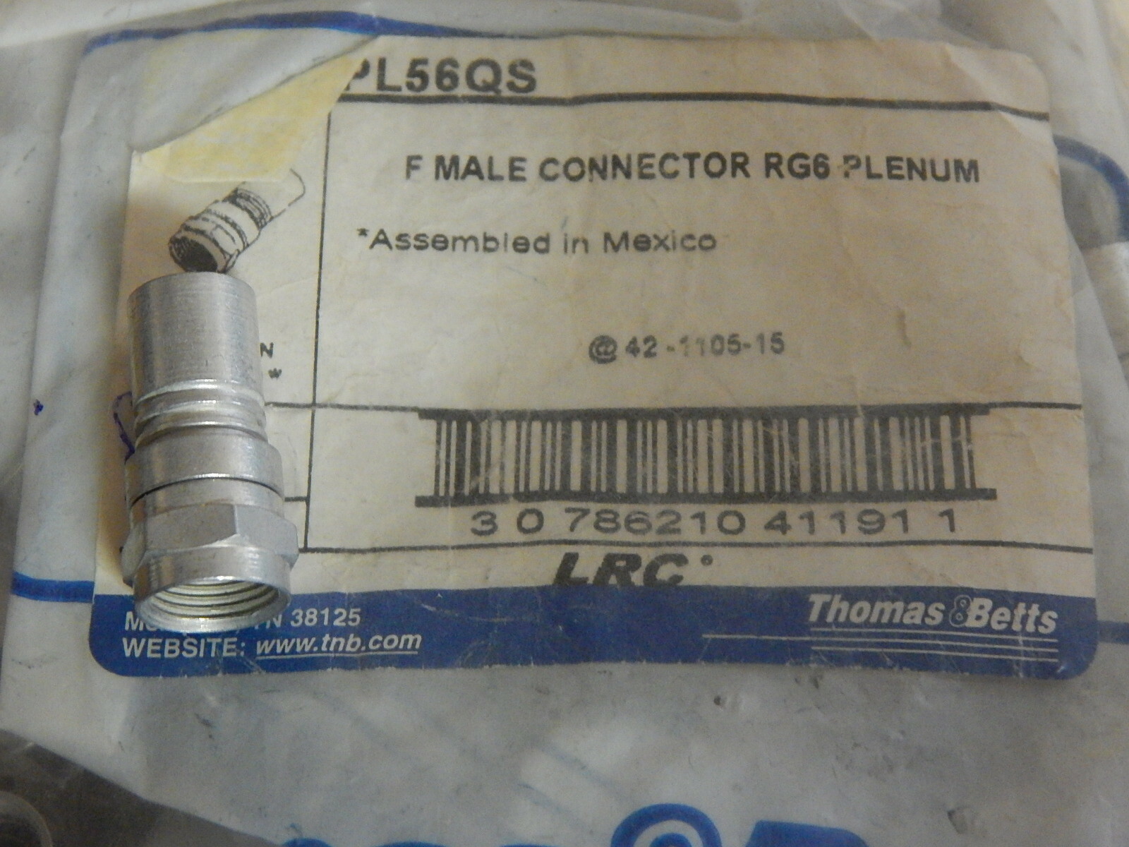 NEW Thomas & Betts PL56QS Female Connector RG6 Plenum *FREE SHIPPING*