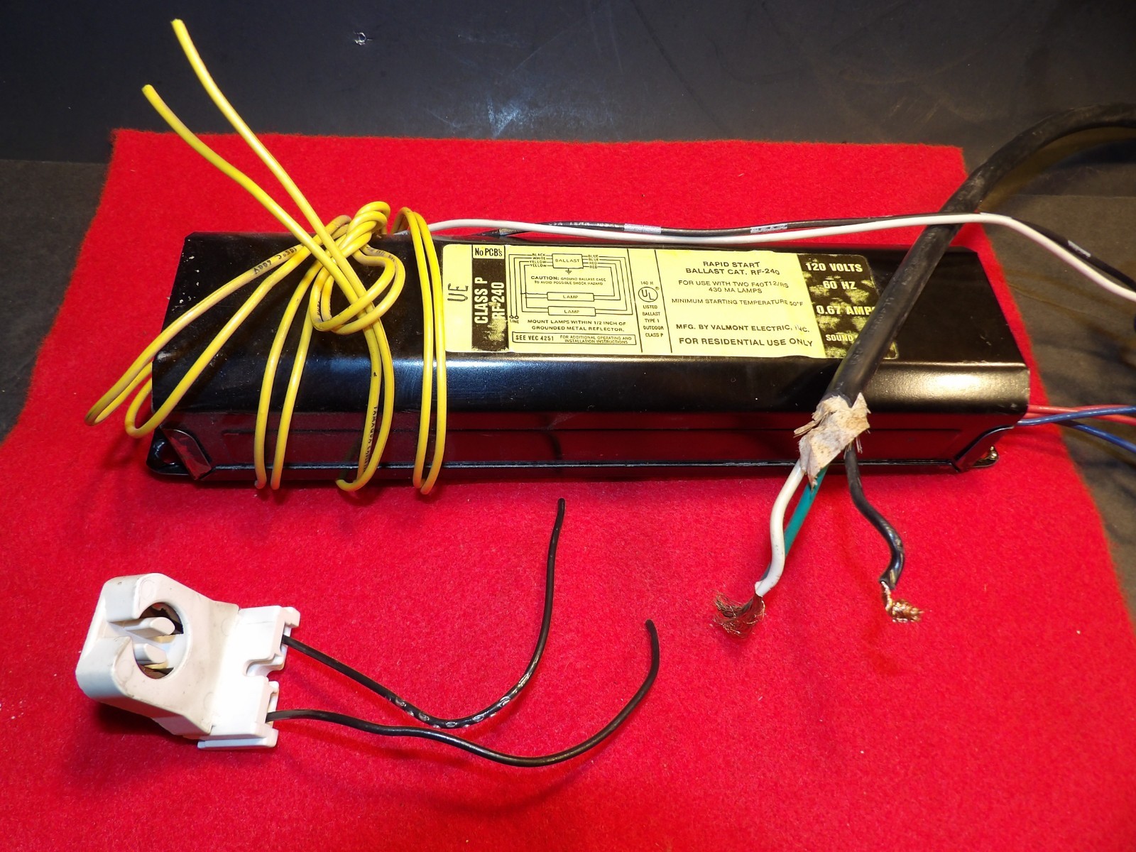 VALMONT 8G3972W RAPID START BALLAST 277 VOLTS 60 HZ 0.29 AMPS CLASS P NO PCB’s